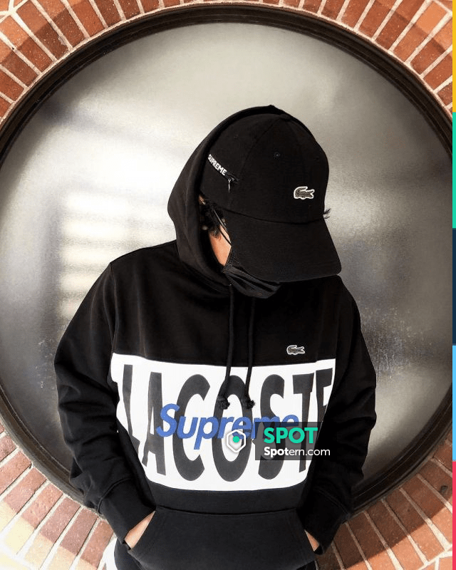 Supreme LACOSTE Logo Panel Hooded Sweatshirt Black on the account