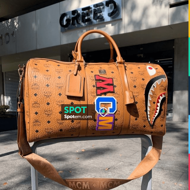 MCM x BAPE Shark Weekender Visetos Cognac in Coated Canvas with 24k Gold  Plated - US
