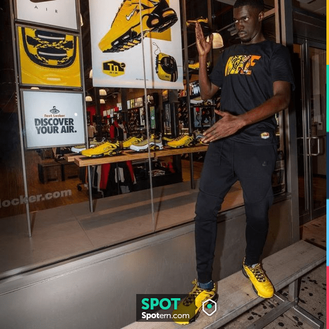 Sneakers black and yellow worn by Sheck Wes on the account Instagram of ...