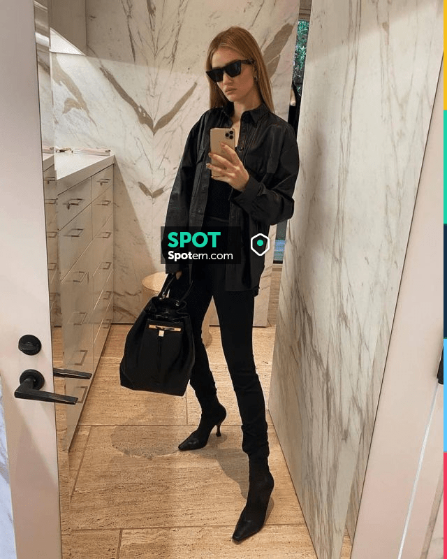 Totême Novel­la Leather Shirt worn by Rosie Huntington-Whiteley ...