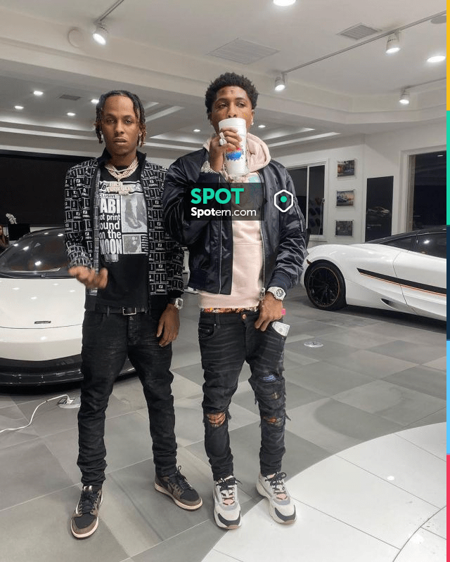 Dior bordado black bomber jacket de YoungBoy Never Broke Again en la