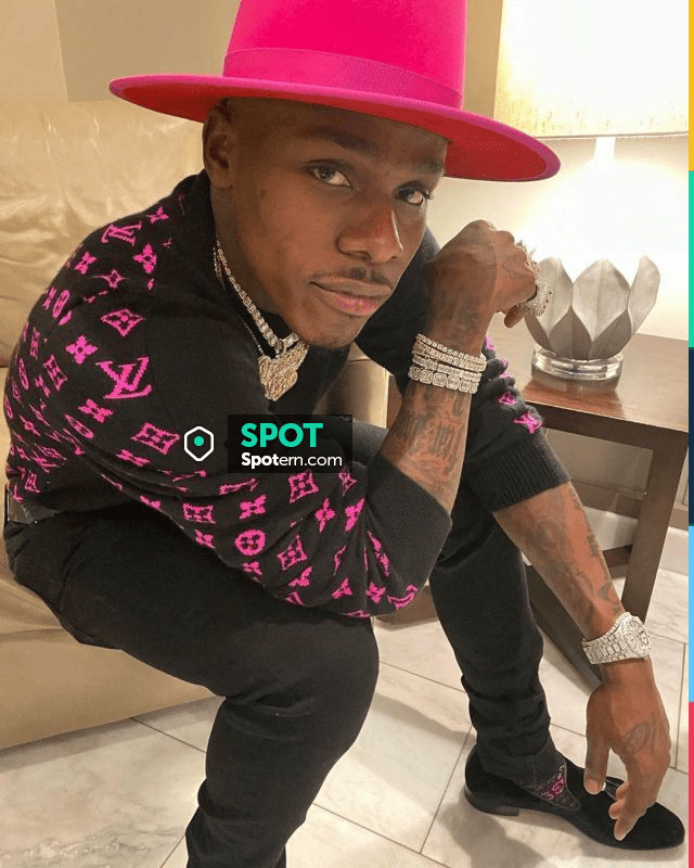 Louis vuitton Pink Half and Half Monogram Crewneck Knit Sweater of DaBaby  on the Instagram account @dababy