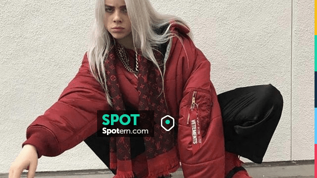 Louis Vuitton Logomania Scarf in red worn by Billie Eilish on her