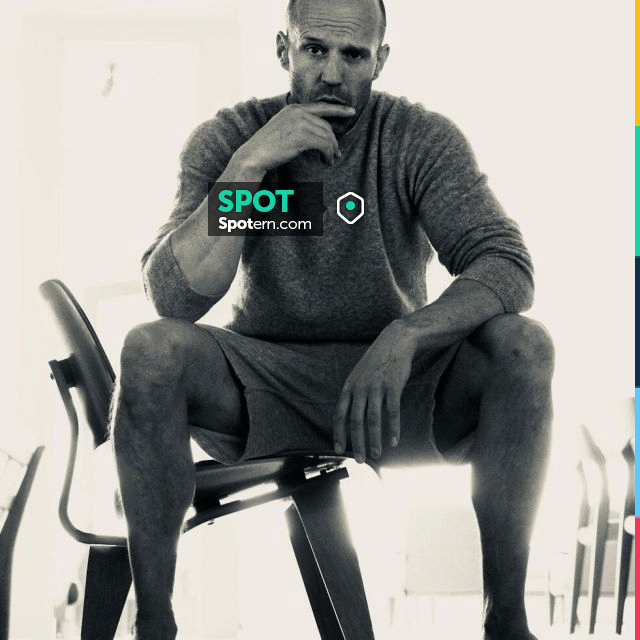 Light Grey Fleece Sweatshirt worn by Jason Statham on the Instagram