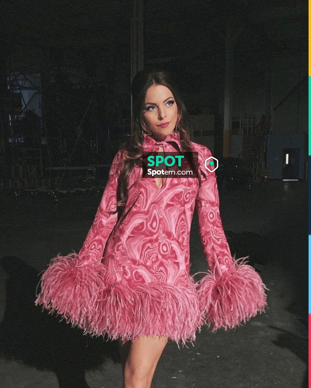 Pink Feather Trim Dress of Elizabeth 