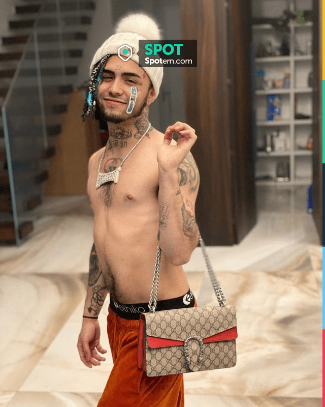 Louis vuitton Orange Trunk Backpack of Lil Pump on the Instagram account  @lilpump