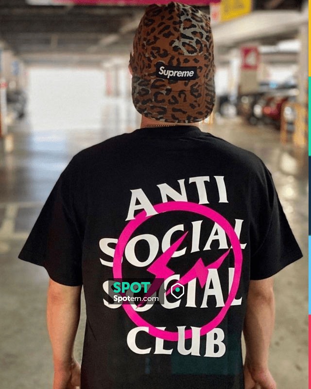 Anti Social Social Club x Fragment Pink Bolt Tee (FW19) Black sur