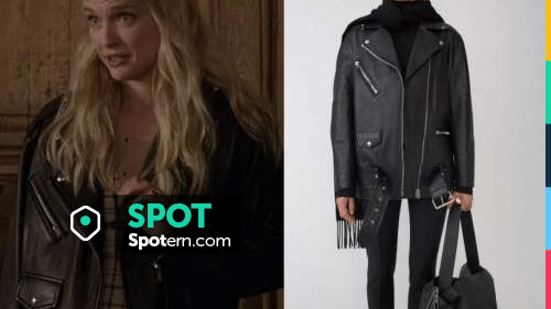 WornOnTV: Camille's black studded leather top and pants on Emily