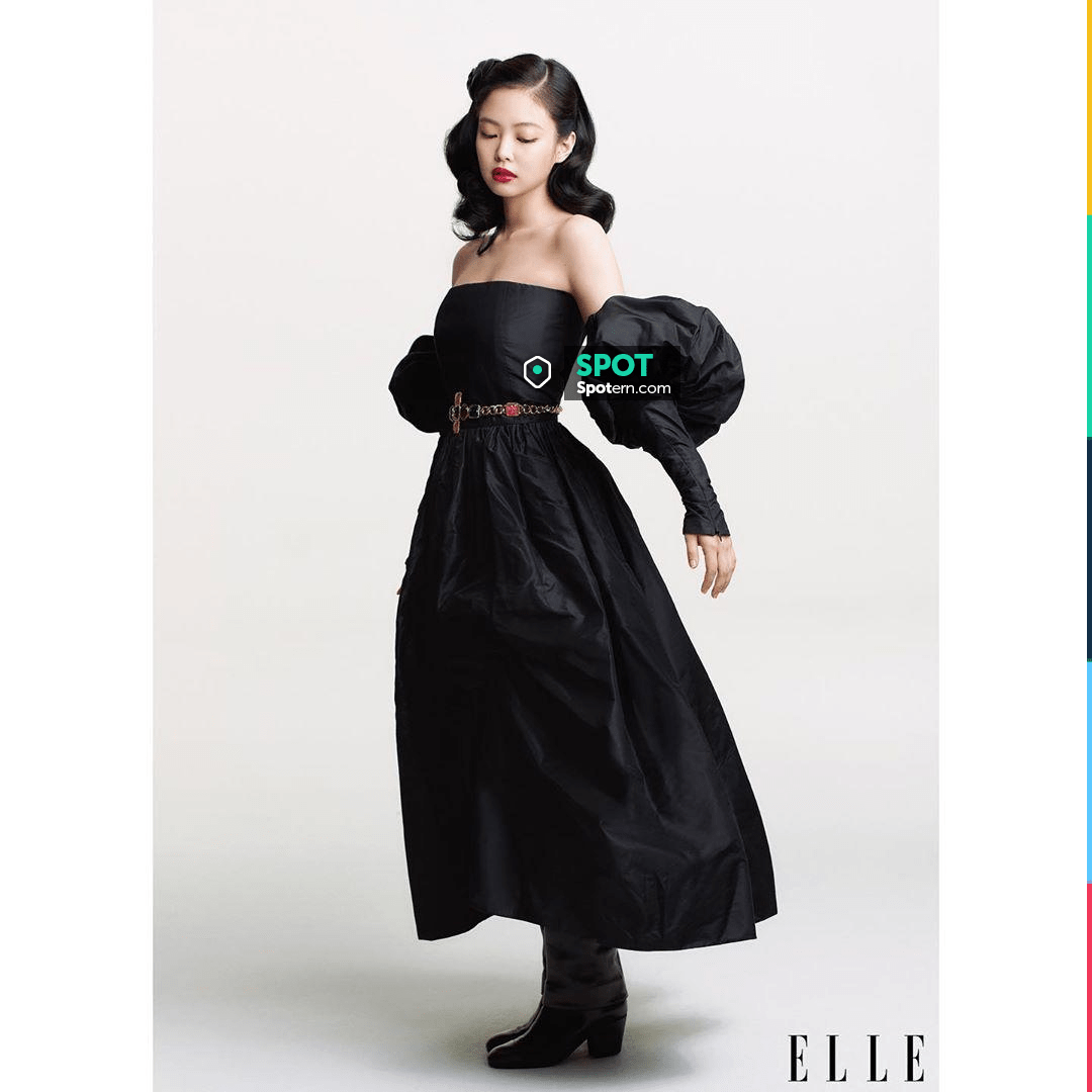 CHANEL dress Silk taffeta. Black worn by Jennie Kim on her post Instagram  @jennierubyjane