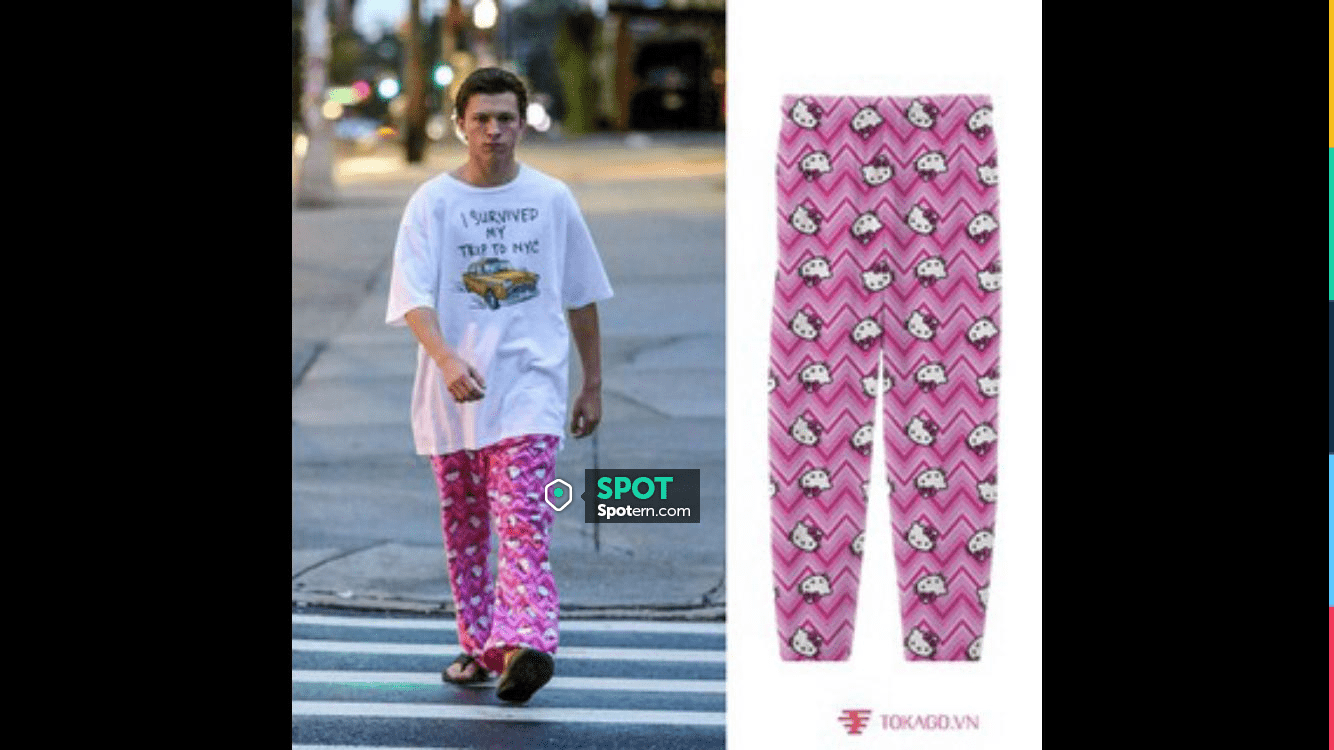 The pink Hello Kitty print pants worn by Peter Parker (Tom Holland