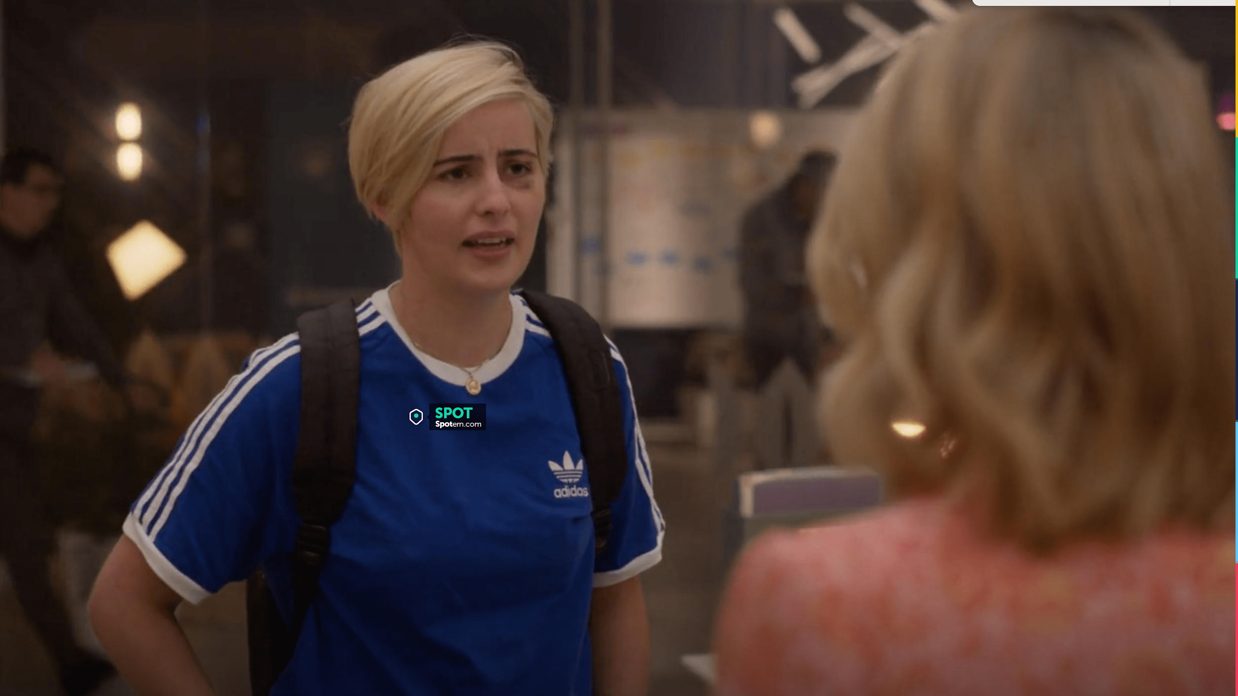 Adidas Blue Adicolor Classics Stripes Tee Worn By Sarah Finley Jacqueline Toboni As Seen In