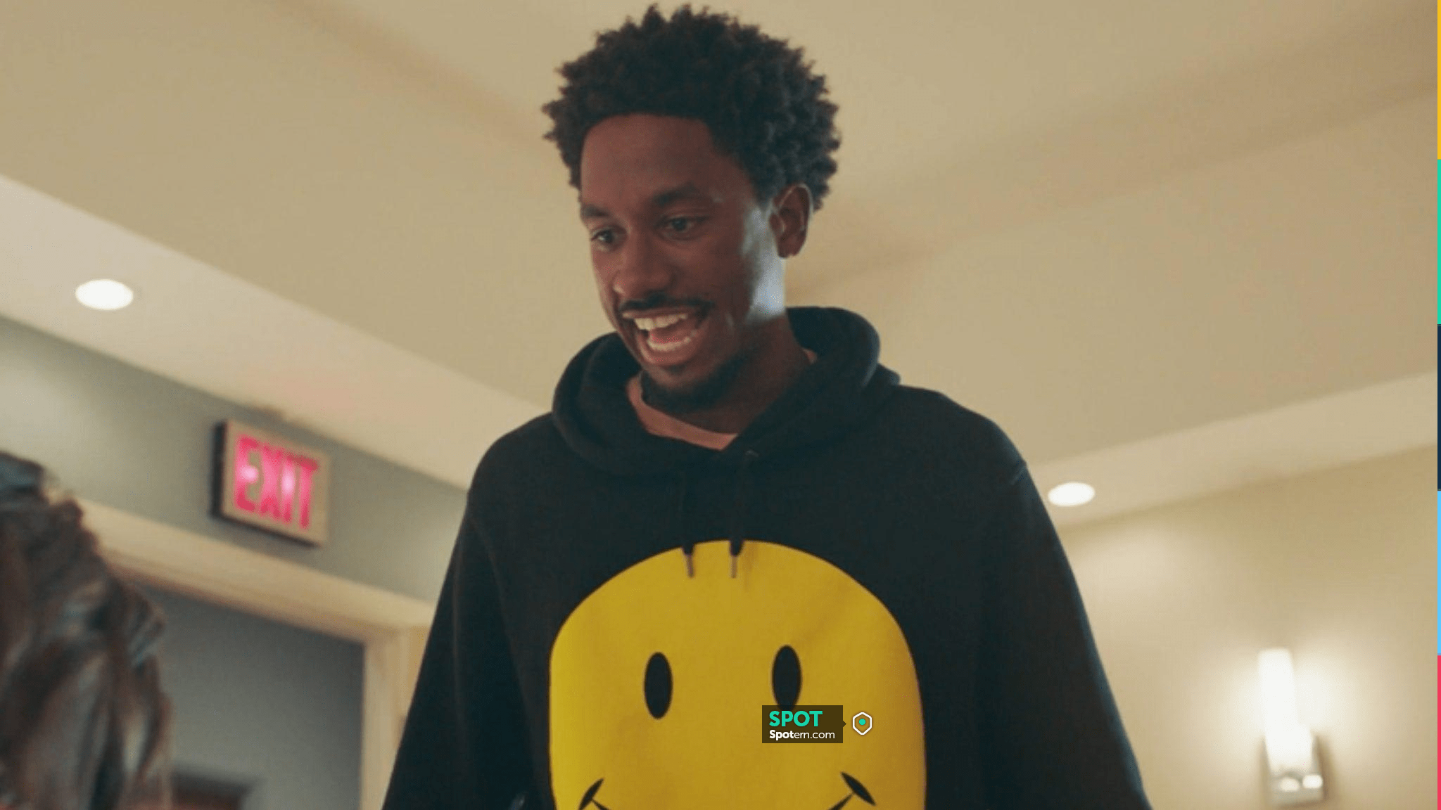 Yellow Smiley Face Hoodie worn by Jak (Jak Knight) in Bust Down TV
