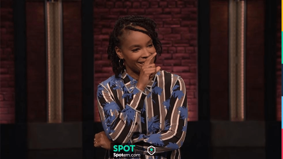 Diane von Furstenberg Striped blue floral shirt worn by Amber Ruffin in ...