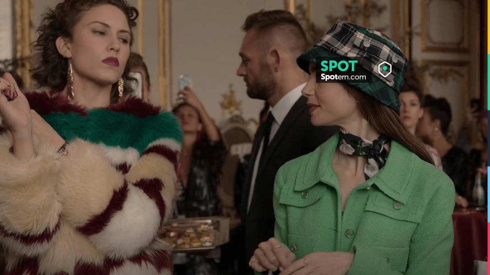 Kangol Plaid On Plaid Bucket Hat worn by Emily Cooper (Lily Collins) as seen in Emily in Paris