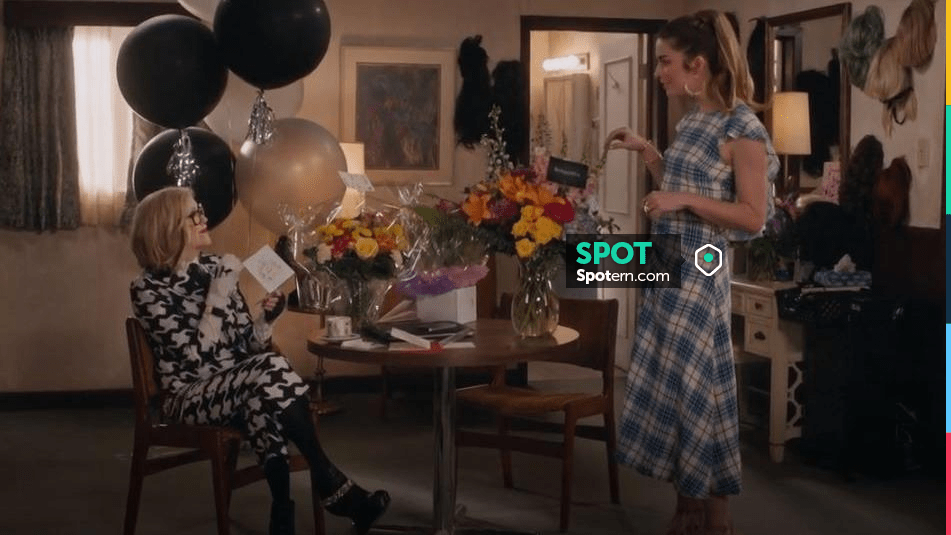 Paper London Check Print Midi Silk Dress worn by Alexis Rose (Annie Murphy)  as seen in Schitt's Creek (S06E06) | Spotern