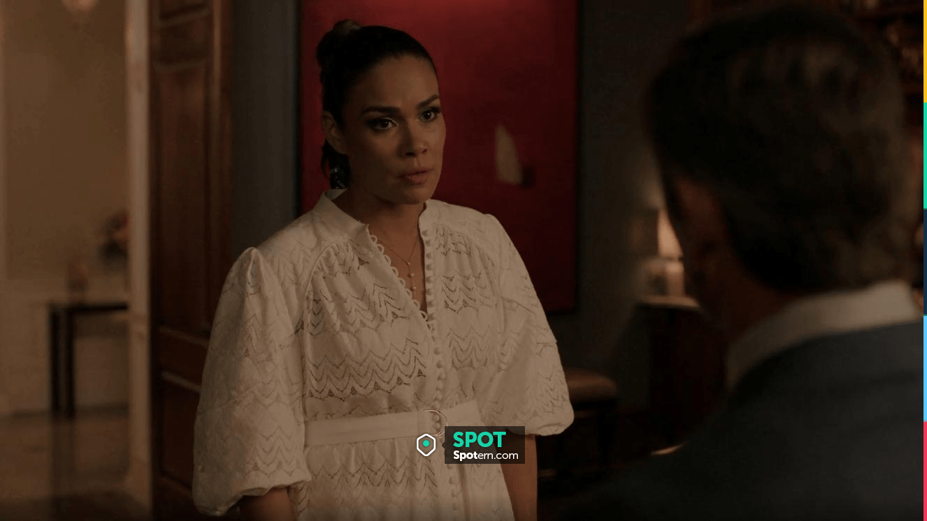 Acler Stapleton Belted Cotton Blend Top worn by Cristal Carrington (Daniella  Alonso) as seen in Dynasty (S05E20) | Spotern