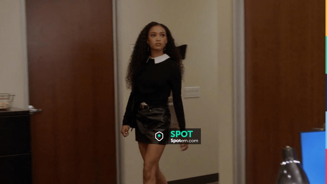 Agolde Leather Liv Miniskirt worn by Olivia Baker Samantha Logan