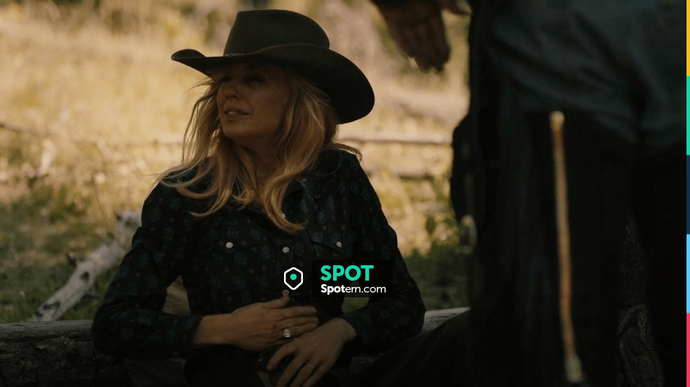 Wrangler Essential Long Sleeve Western Snap Print Shirt In Black worn by  Beth Dutton (Kelly Reilly) as seen in Yellowstone (S05E06) | Spotern