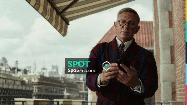 Derek Rose Striped dressing gown worn by Benoit Blanc (Daniel Craig) as ...