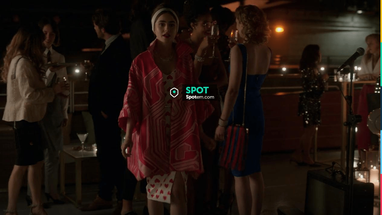 Anouki Sophia Heart Print Midi Dress worn by Emily Cooper (Lily Collins) as  seen in Emily in Paris (S02E05)