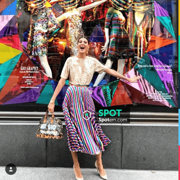 The Gucci multicolored metallic long rainbow skirt worn by Giovanna Battaglia Engelbert on her Instagram account giovannaengelbert Spotern