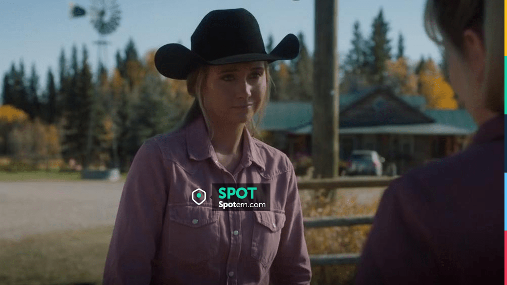 Pinto Ranch YY Collection Oxford Shirt Red worn by Amy Fleming (Amber