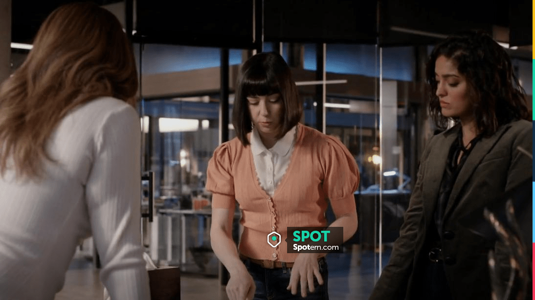 Sandro Short Sleeve Pointelle Knit Cardigan worn by Penny Gill (Sarah