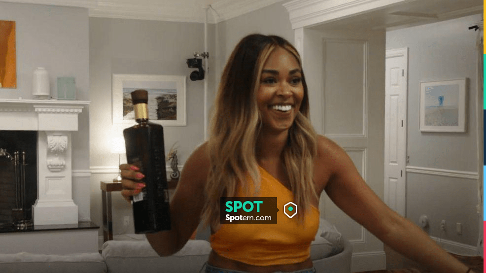 Shein One Shoulder Tie Backless Crop Top worn by Mya Allen as seen in