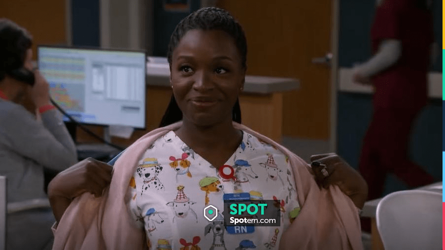 Show Dogs in Hats Scrubs worn by Abishola (Folake Olowofoyeku) as seen