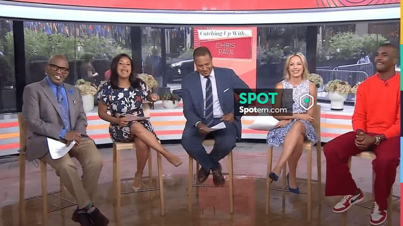 Eliza J Ruffle Lace Dress worn by Dylan Dreyer as seen in Today on June ...