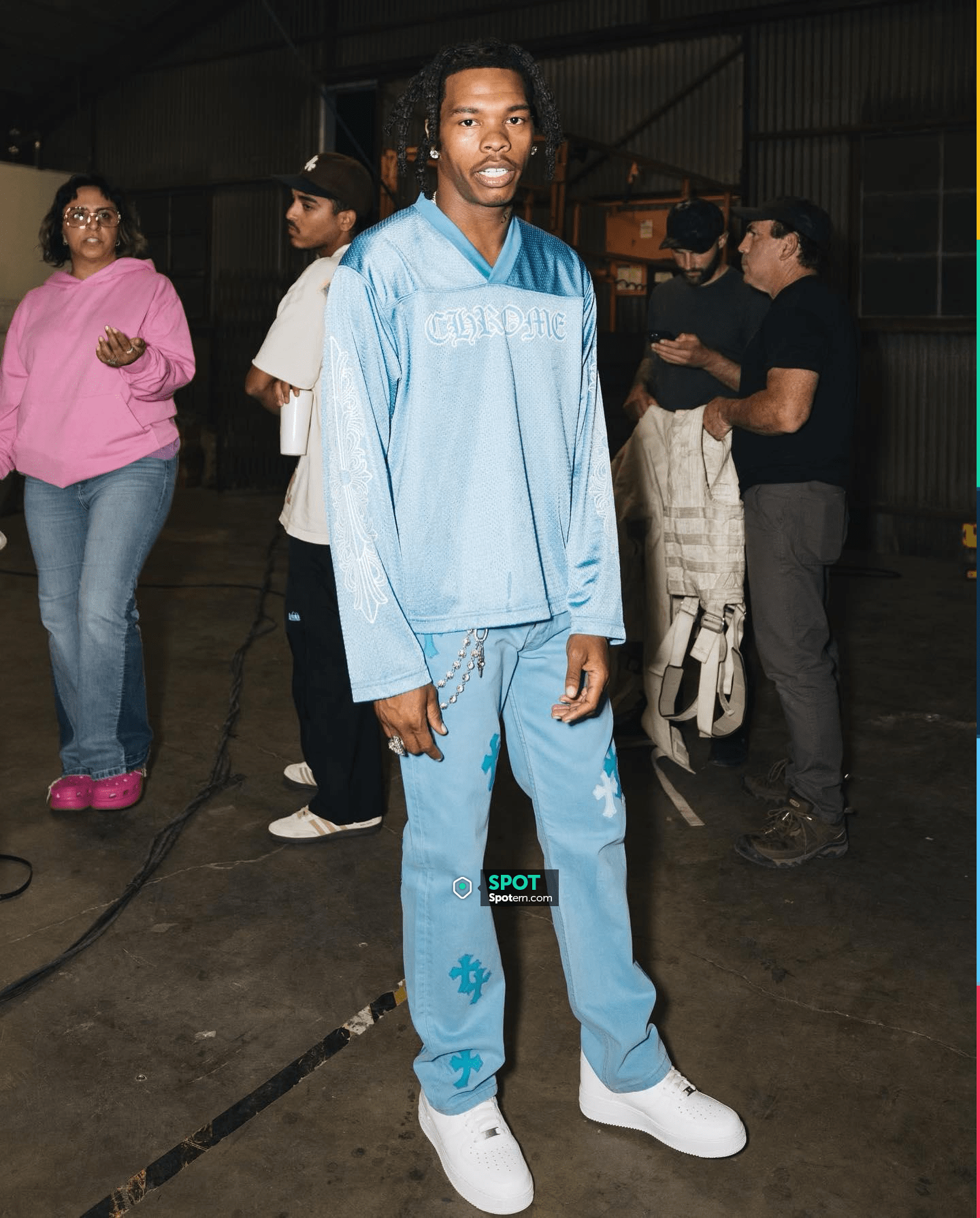 lilbaby wearing #chromehearts patched denim to #michaelrubin