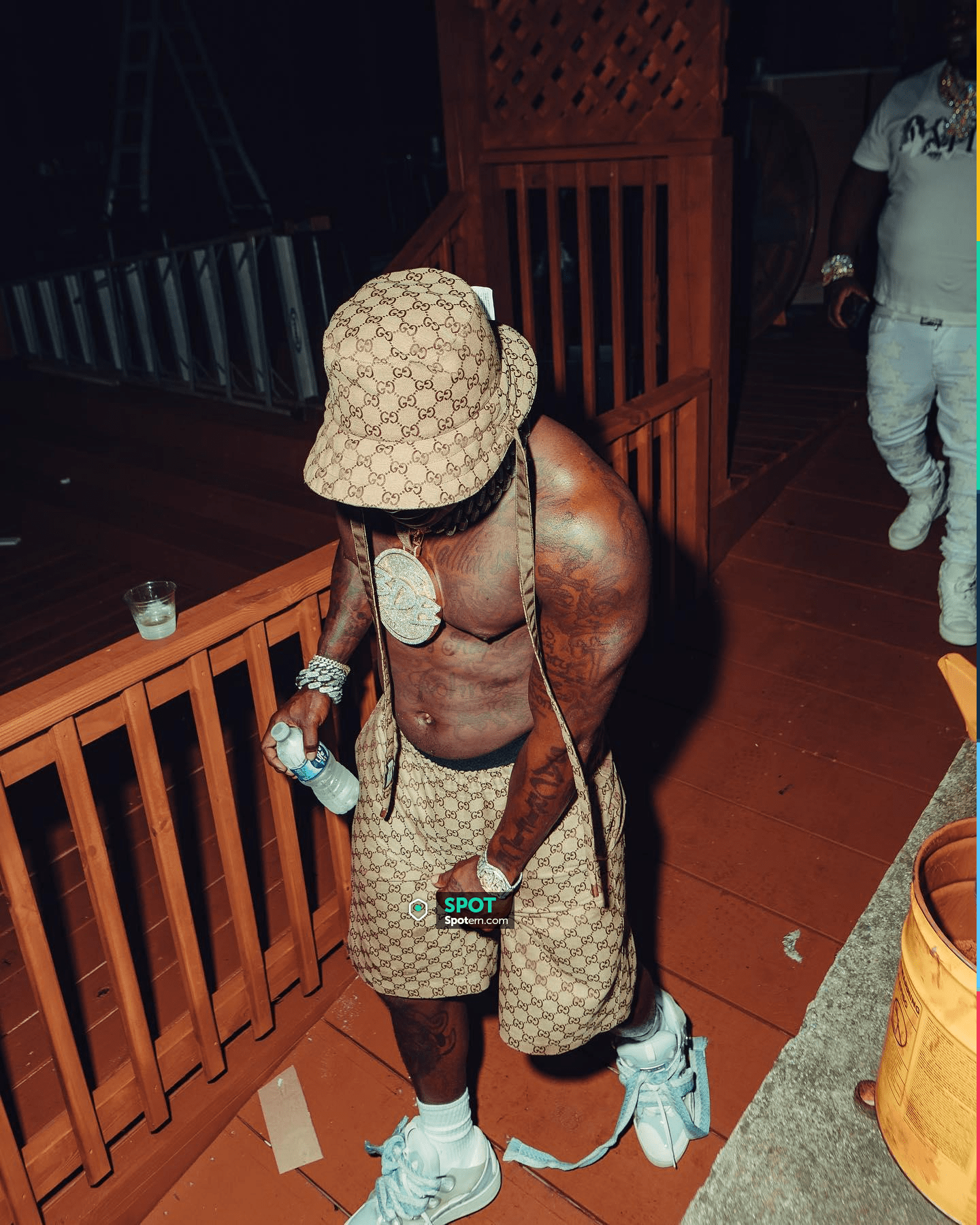 Gucci Beige GG Drawstring Shorts worn by DaBaby on his Instagram account @ dababy