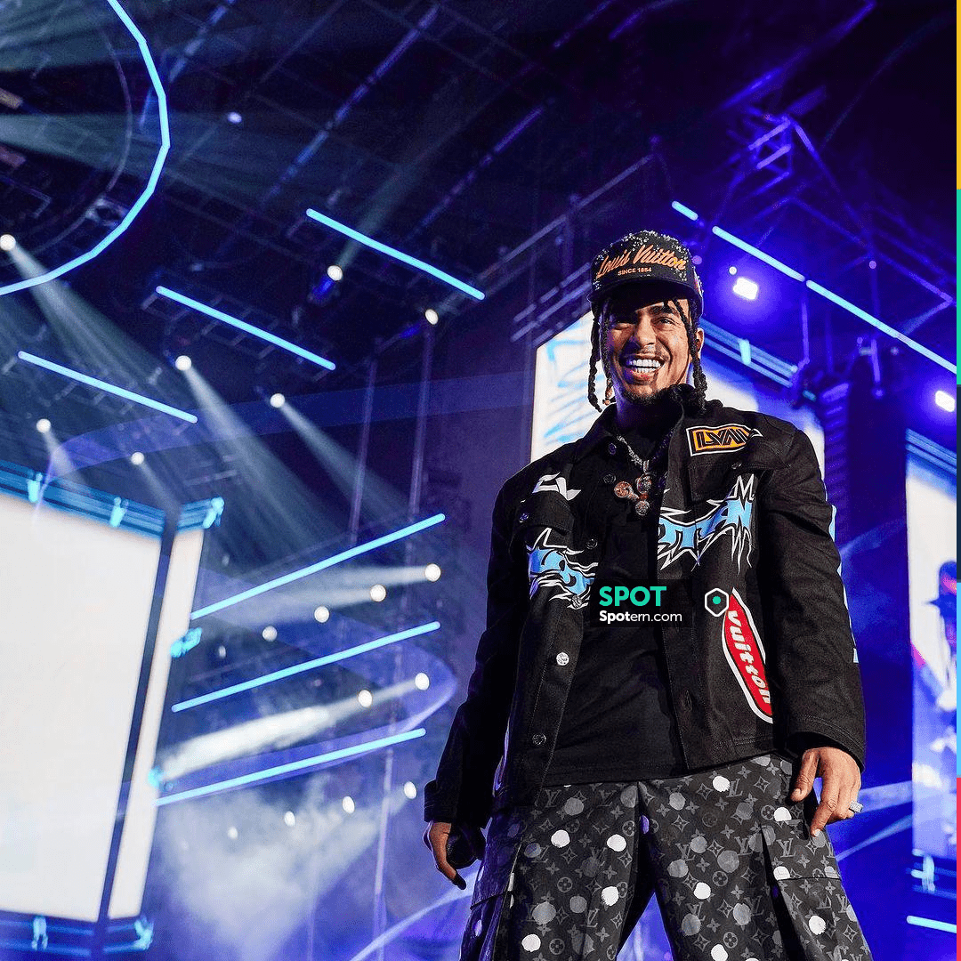 Louis Vuitton Black Racing Logos Denim Jacket worn by Ozuna on the  Instagram account @ozuna