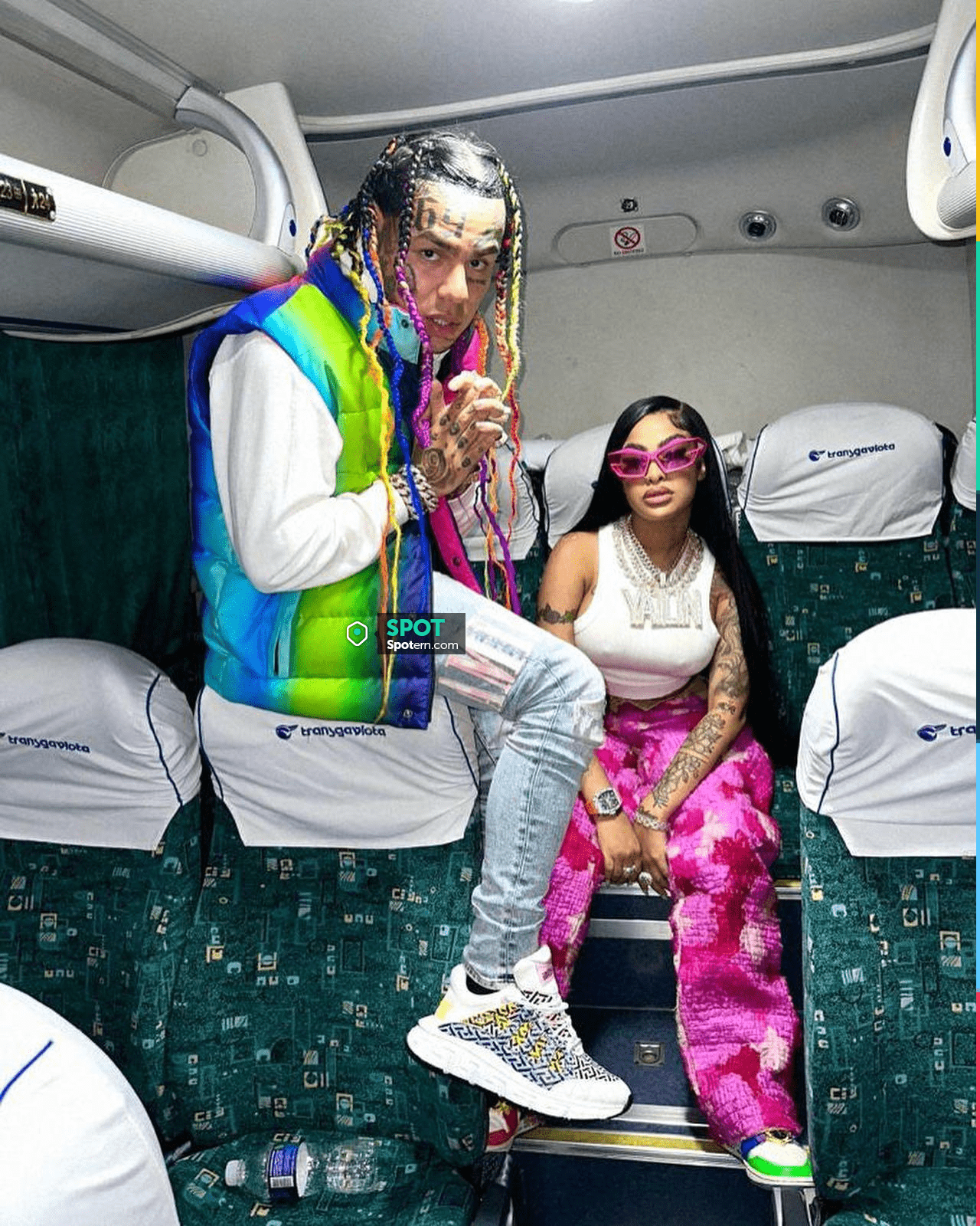 Tiger6ix Rapper AGR Neon Gradient Puffer Vest worn by 6ix9ine on his Instagram account ...