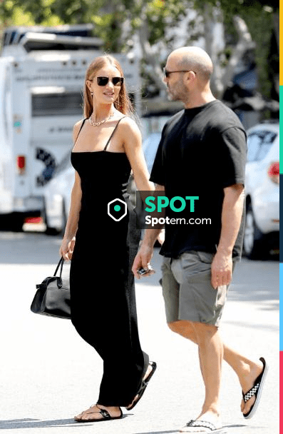 The Row Sauble Square Neck Maxi Dress worn by Rosie Huntington