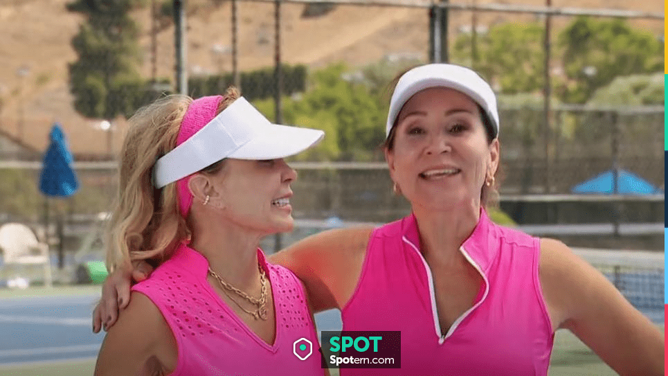 Koscacy Sleeveless Golf Tennis Polo Shirt in Pink worn by April