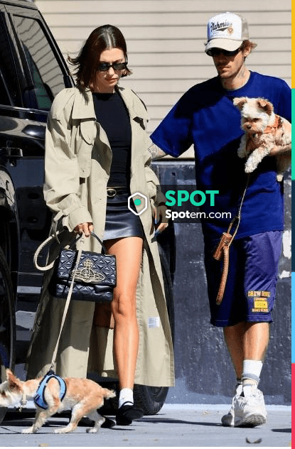 Saint Laurent Oval Buckle Thin Belt in Smooth Leather worn by Hailey  Baldwin in West Hollywood on October 29, 2023