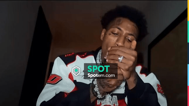 Guapi White & Red Col­or­block Hell­cat Jack­et worn by Nba Youngboy in ...