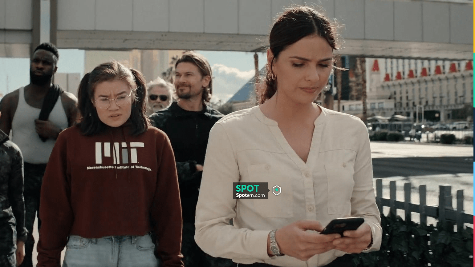 5.11 Tactical Leslie Long Sleeve Roll Tab Shirt worn by Ava Winters (Shelley  Hennig) as seen in Obliterated (S01E01) | Spotern