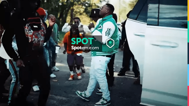 Louis Vuitton Green & White-Sleeve Varsity Jacket worn by HoneyKomb