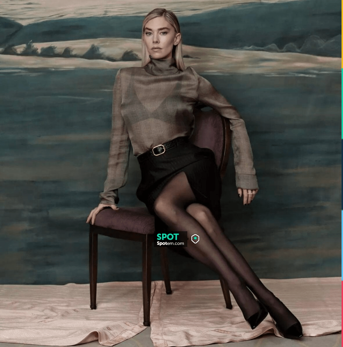 Tights worn by Vanessa Kirby on the Instagram account of @tvtights | Spotern