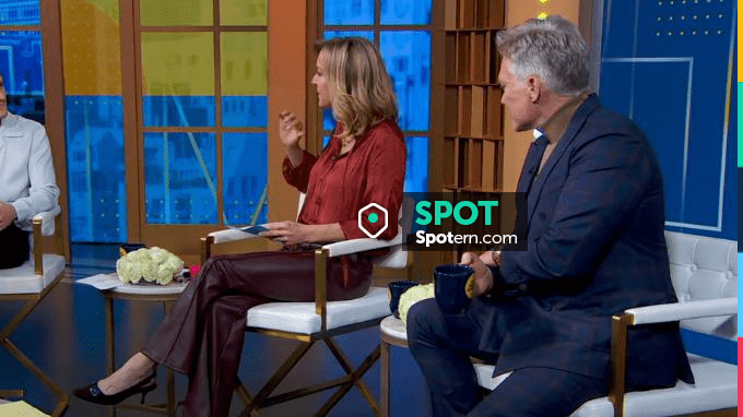 J. Crew Featherweight Satin Tie-Neck Top worn by Lara Spencer as seen