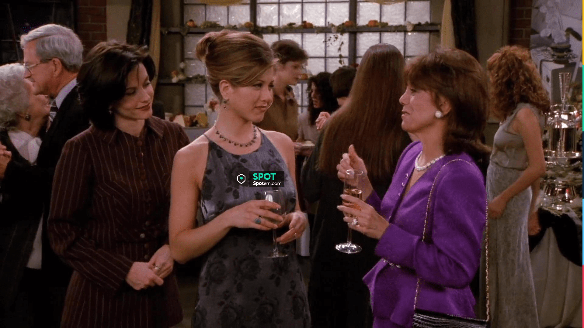 90s Floral Meallic Maxi Dress Worn By Rachel Green (jennifer Aniston 