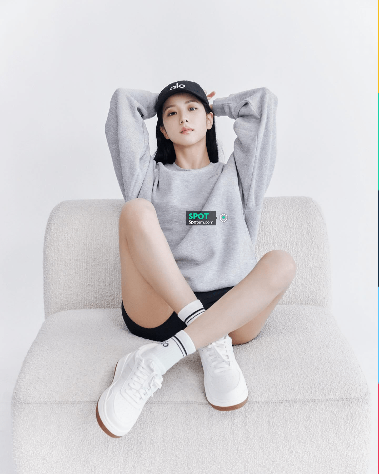 Alo Yoga Accolade Crew Neck Pullover worn by Jisoo at X Alo on