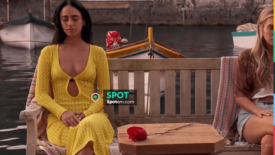 dodo bar or maya cut-out knit dress In Yellow worn by Maria Georgas as seen in The Bachelor (S28E04) Yellow dress