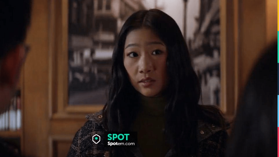 Sandro Checked Coat worn by Nicky Shen (Olivia Liang) as seen in Kung ...