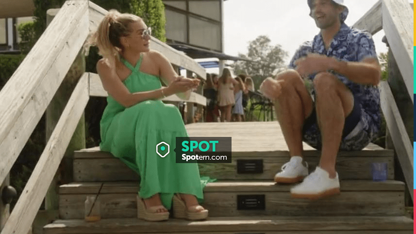 show me your mumu hallie halter dress worn by Lindsay Hubbard as seen in Summer House (S08E04) Christmas baby outfit