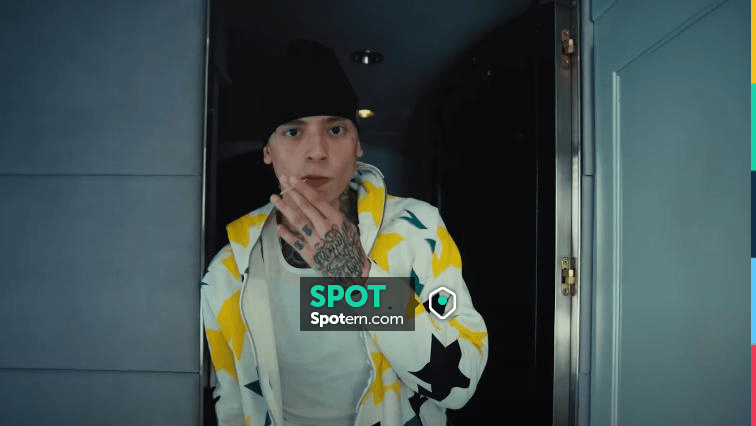 Bape White Yellow & Green Stars Osaka Zip Hoodie worn by