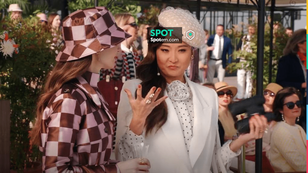 Maison Michel Emily Beret Straw Beret With Flowers And A Veil worn by ...