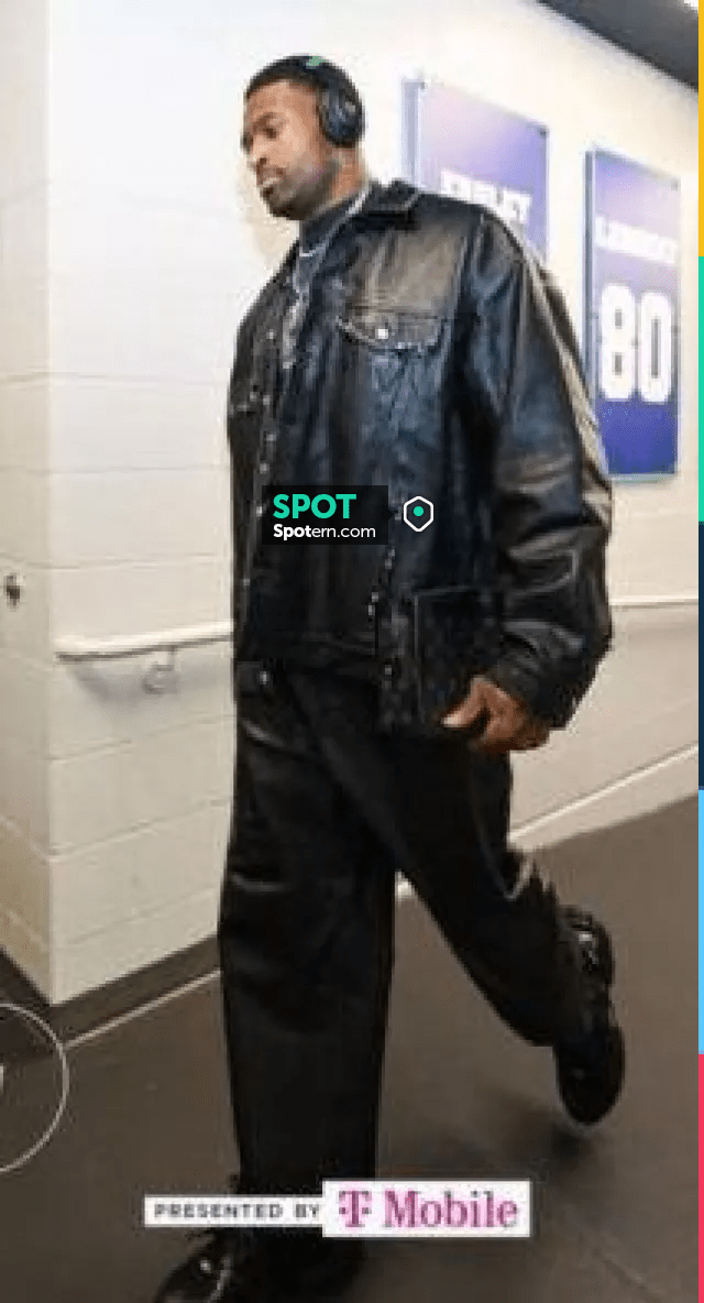 Balenciaga Black Pierced Leather Jacket worn by DK Metcalf on the